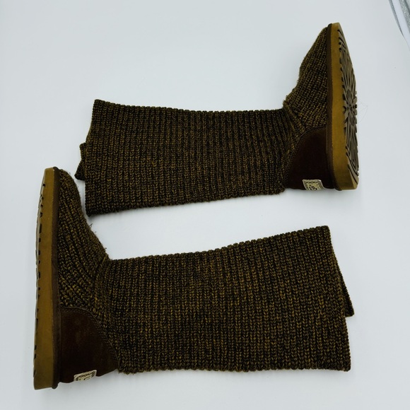 Ugg Classic Cardy Knit Sweater Boots Confetti Brown Green Size 8 - Picture 5 of 11